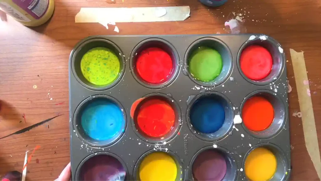 Tempera paint mixing for sidewalk painting