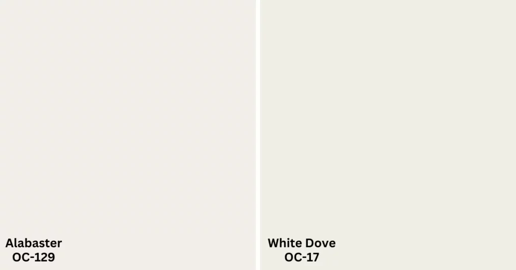 Benjamin Moore alabaster and white dove shades and tones