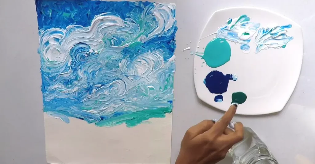 Finger painting using acrylic color