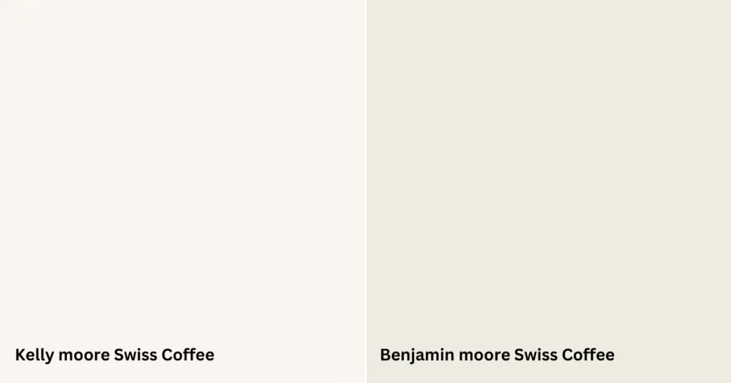 Kelly Moore Swiss Coffee Vs Benjamin Moore Swiss Coffee color variation