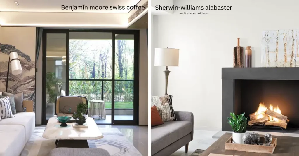 Benjamin Moore Swiss Coffee vs Sherwin Williams Alabaster color matching