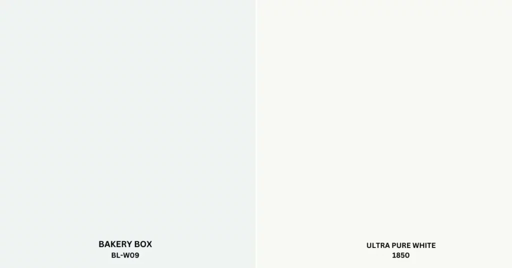 Behr Bakery Box vs Ultra Pure White undertones