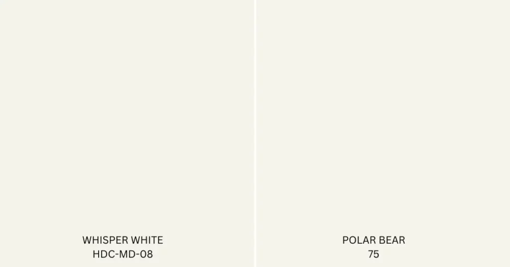 Behr Whisper White vs Polar Bear undertones