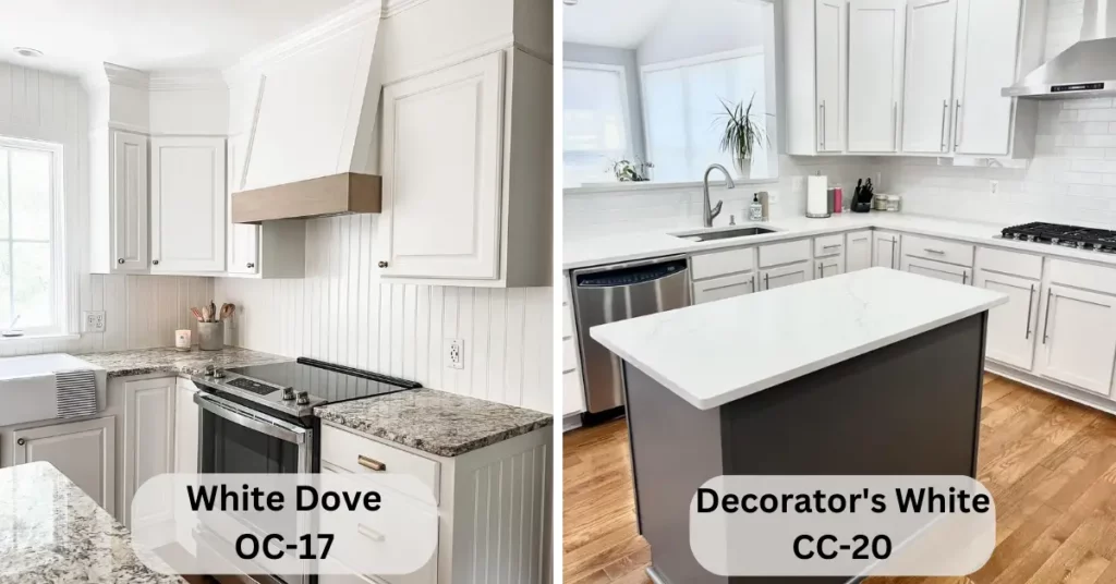 White Dove vs Decorators White on kitchen cabinets.