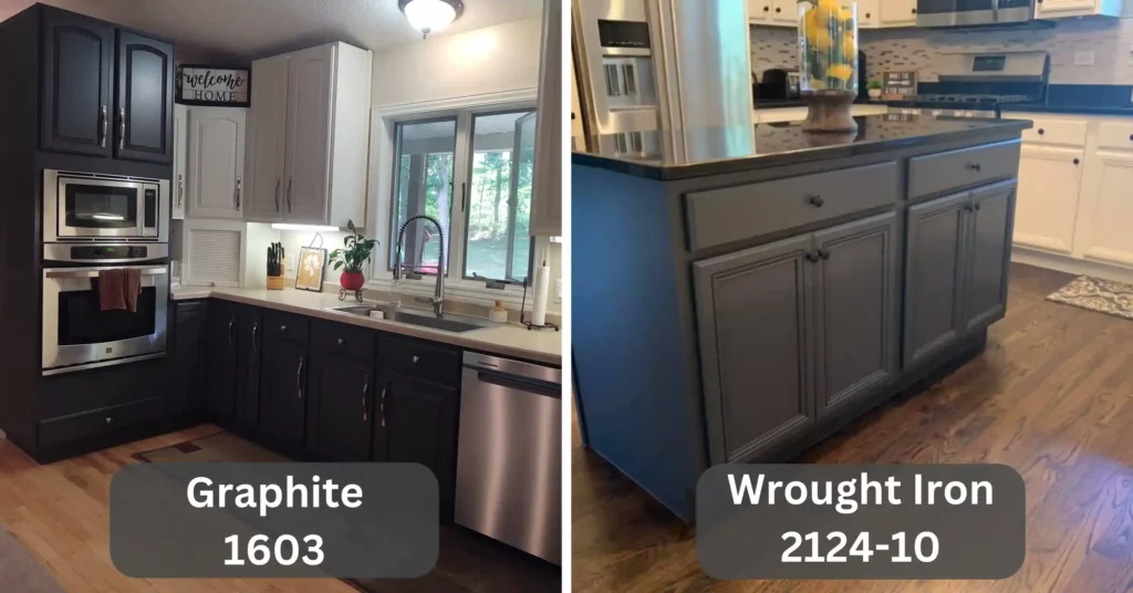 Benjamin moore Graphite vs Wrought Iron on the kitchen cabinets