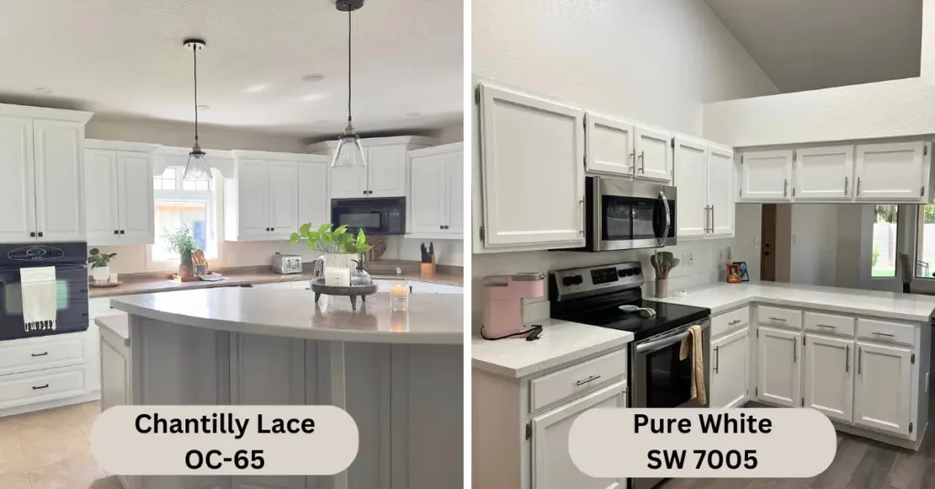 Chantilly lace vs Pure White on kitchen cabinets