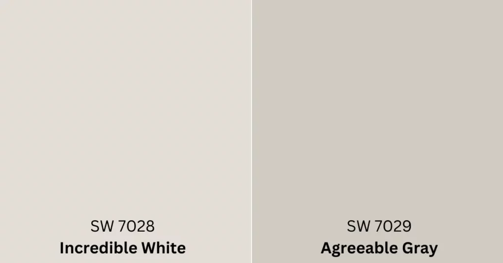 Sherwin-Williams Incredible White vs Agreeable Gray undertone