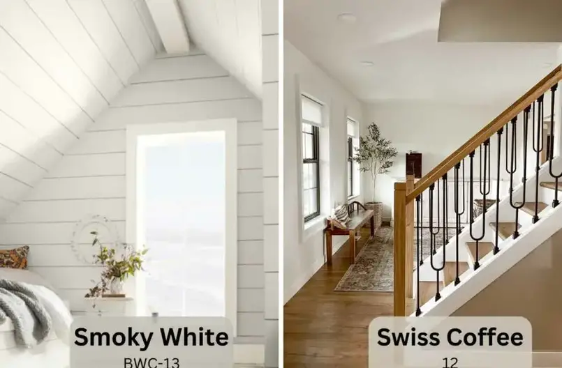 Behr Smoky White Vs Swiss Coffee