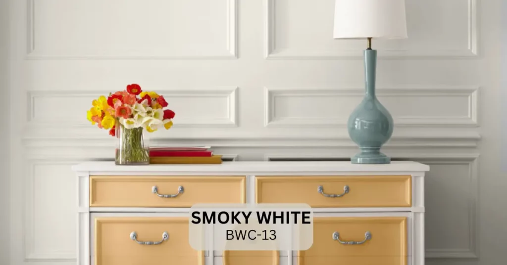 Behr Smoky White on walls.