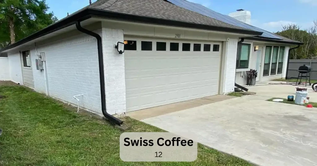 Behr Swiss Coffee on exterior walls.